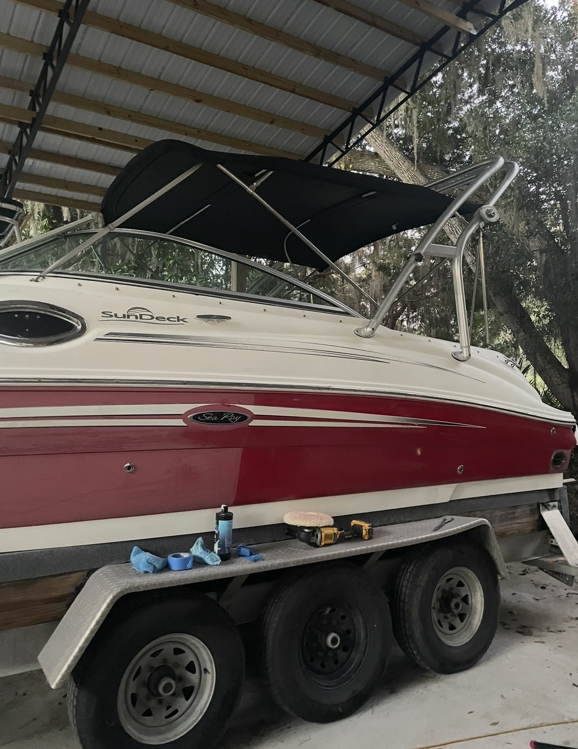 Boat being polished