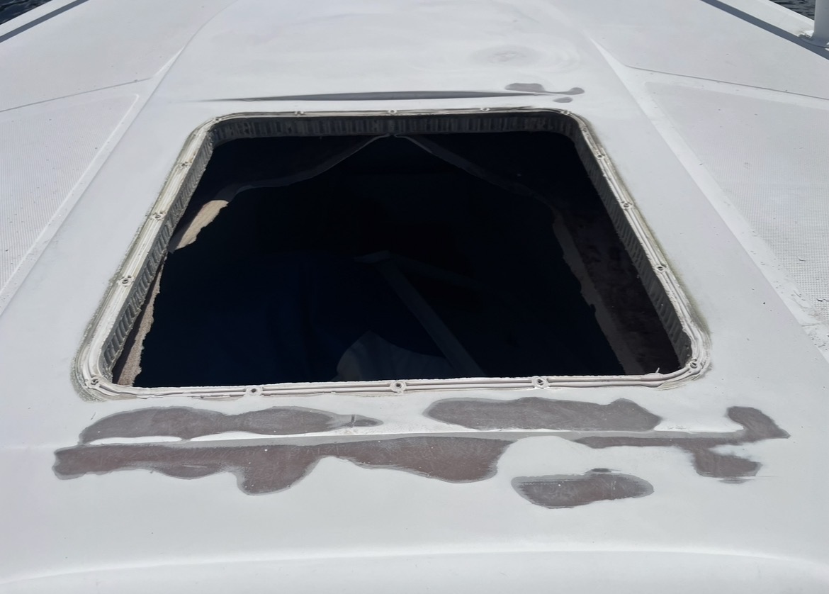 Boat deck repair preparation
